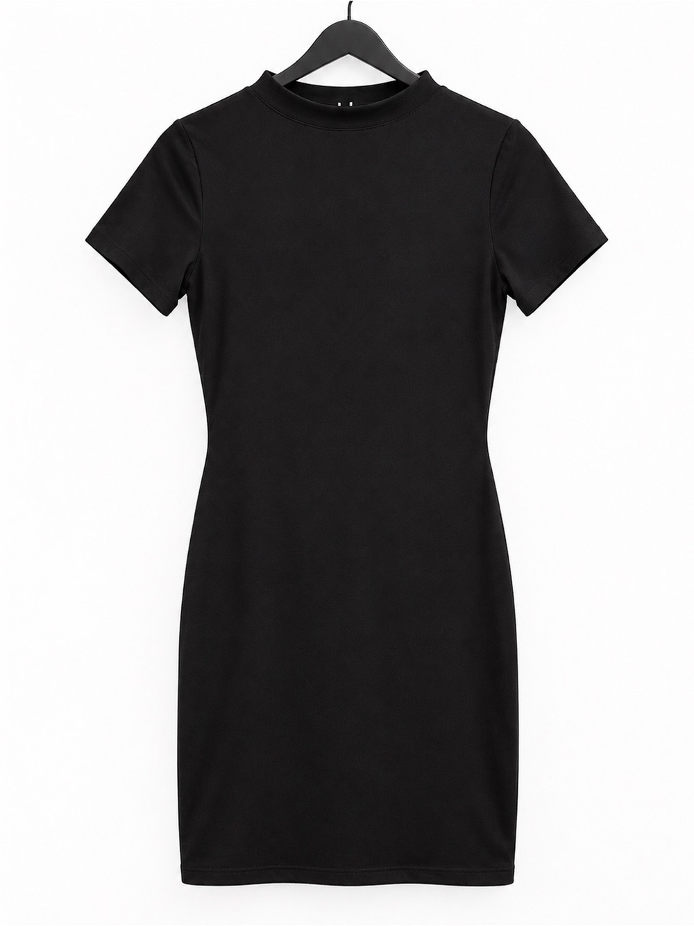 naked wardrobe Black Short Sleeve Mock Neck Mini Dress